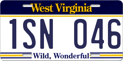 WV license plate 1SN046