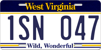 WV license plate 1SN047