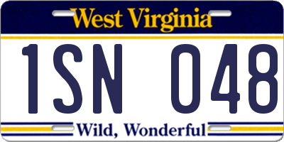WV license plate 1SN048