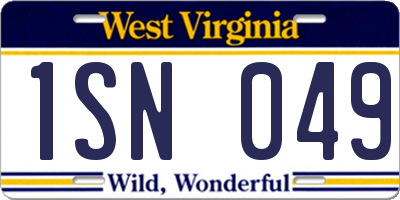 WV license plate 1SN049