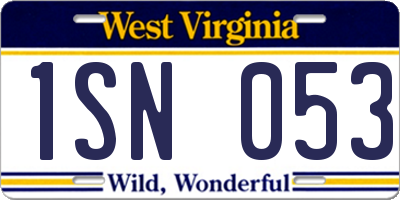 WV license plate 1SN053