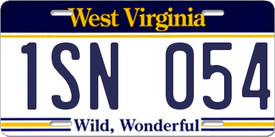 WV license plate 1SN054