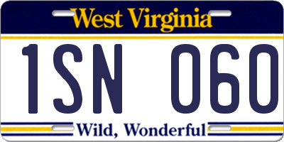WV license plate 1SN060