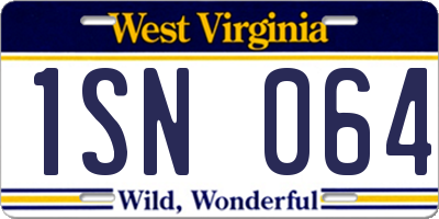 WV license plate 1SN064