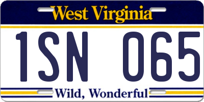 WV license plate 1SN065