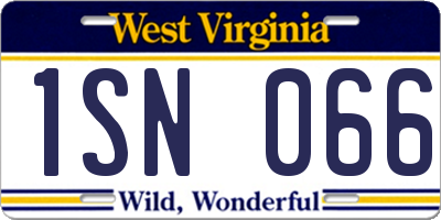 WV license plate 1SN066
