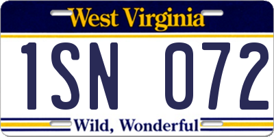 WV license plate 1SN072