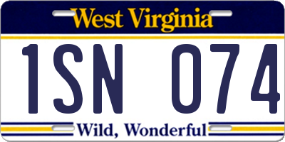 WV license plate 1SN074