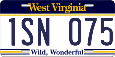 WV license plate 1SN075