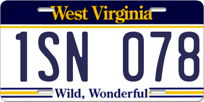 WV license plate 1SN078