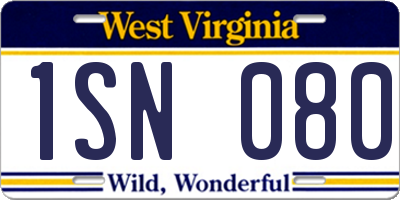 WV license plate 1SN080