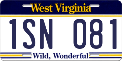 WV license plate 1SN081
