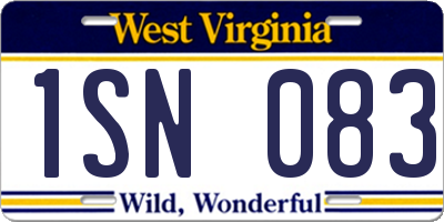 WV license plate 1SN083