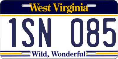 WV license plate 1SN085