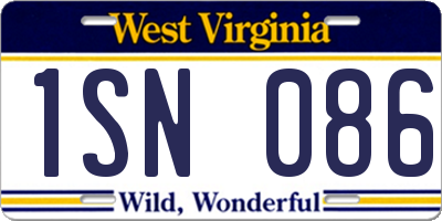 WV license plate 1SN086