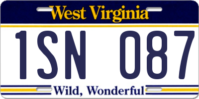 WV license plate 1SN087