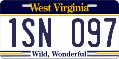 WV license plate 1SN097