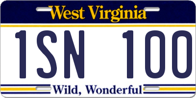 WV license plate 1SN100
