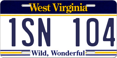 WV license plate 1SN104