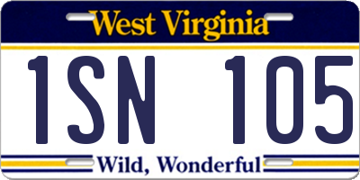 WV license plate 1SN105