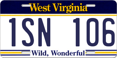 WV license plate 1SN106