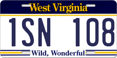 WV license plate 1SN108