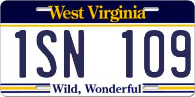 WV license plate 1SN109