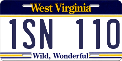 WV license plate 1SN110