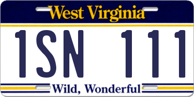 WV license plate 1SN111