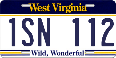 WV license plate 1SN112