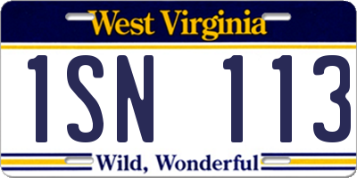 WV license plate 1SN113