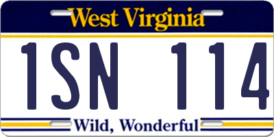 WV license plate 1SN114