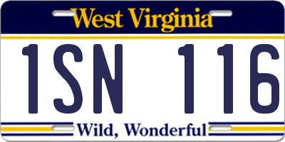 WV license plate 1SN116