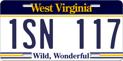 WV license plate 1SN117
