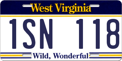 WV license plate 1SN118
