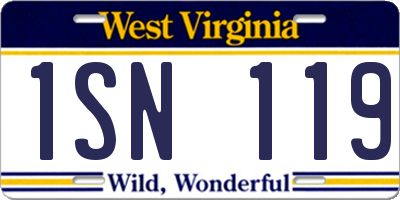 WV license plate 1SN119