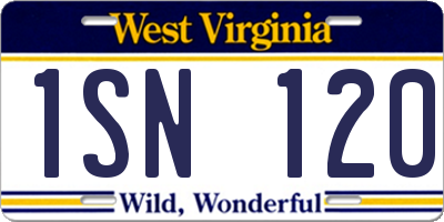 WV license plate 1SN120