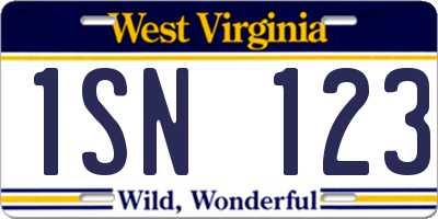 WV license plate 1SN123