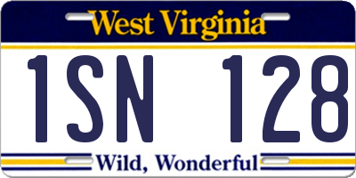 WV license plate 1SN128