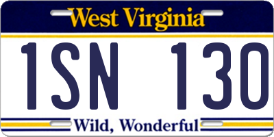 WV license plate 1SN130