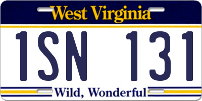 WV license plate 1SN131