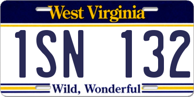 WV license plate 1SN132