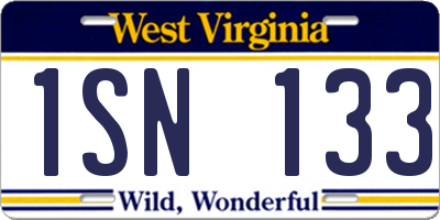 WV license plate 1SN133