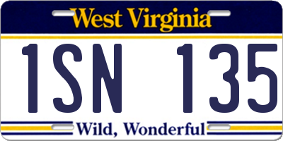 WV license plate 1SN135