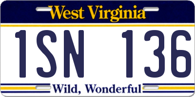 WV license plate 1SN136
