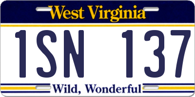 WV license plate 1SN137