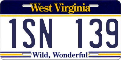 WV license plate 1SN139