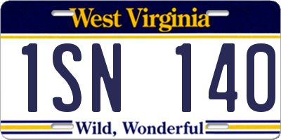 WV license plate 1SN140