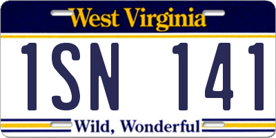 WV license plate 1SN141