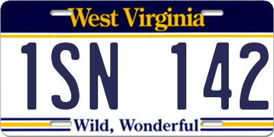 WV license plate 1SN142